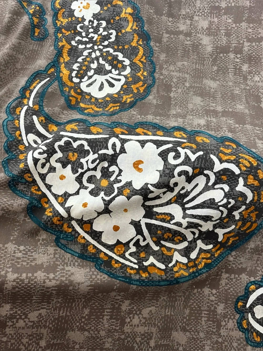 Target Threshold Paisley Fabric Shower Curtain - taupe/brown w/ gold, teal